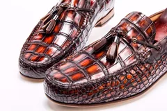 Men’s Dress Loafers Tassel Crocodile Leather Slip-on Shoes BMBAS12036 image 7