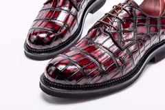 Men’s Crocodile Leather Derby Comfortable Classic Shoes BMBAS12042 image 7