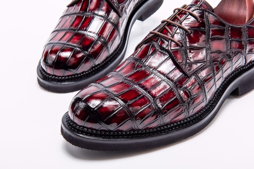 Men’s Crocodile Leather Derby Comfortable Classic Shoes BMBAS12042 image 7
