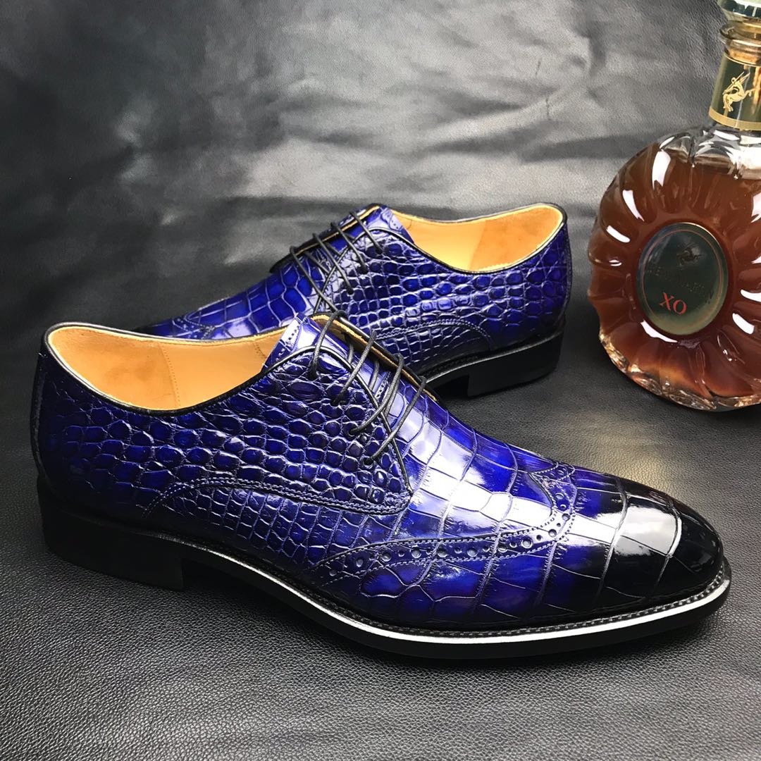 Crocodile Derby Lace Up Dress Shoes BMBAS12047 image 7