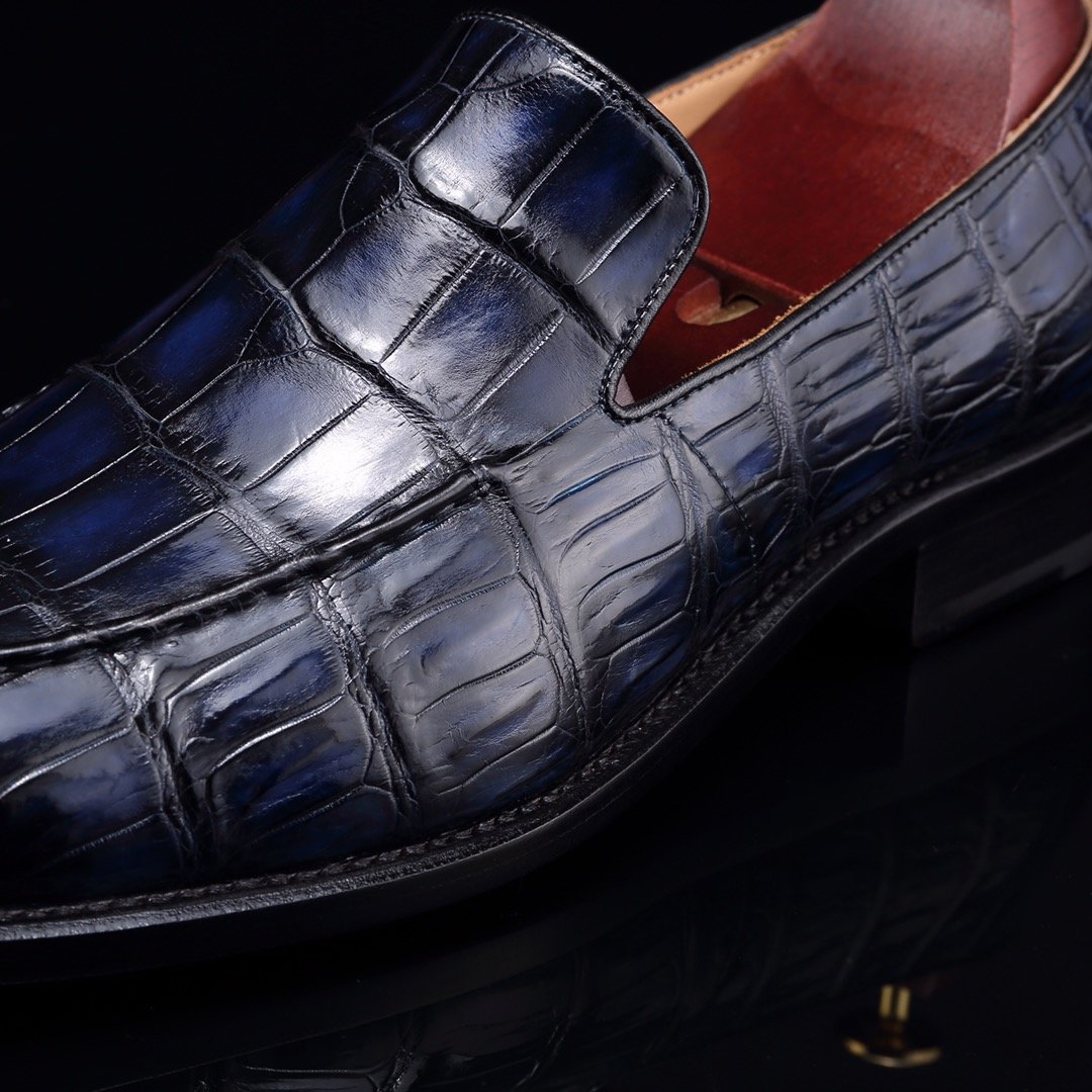 Handcrafted Croc Leather Penny Loafer BMBAS12053 image 8