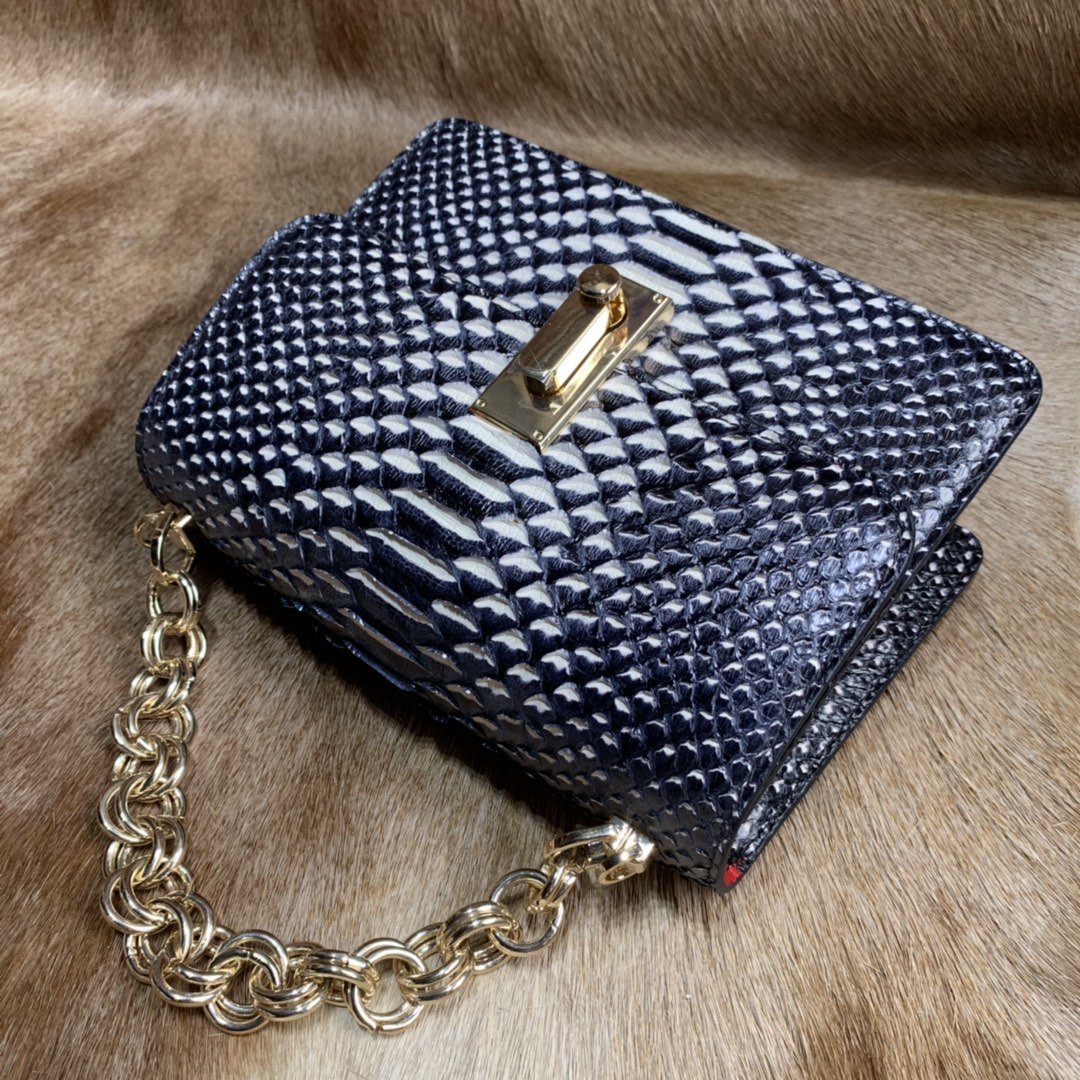 Natural Python Leather Handbag XFBPB12056 image 6
