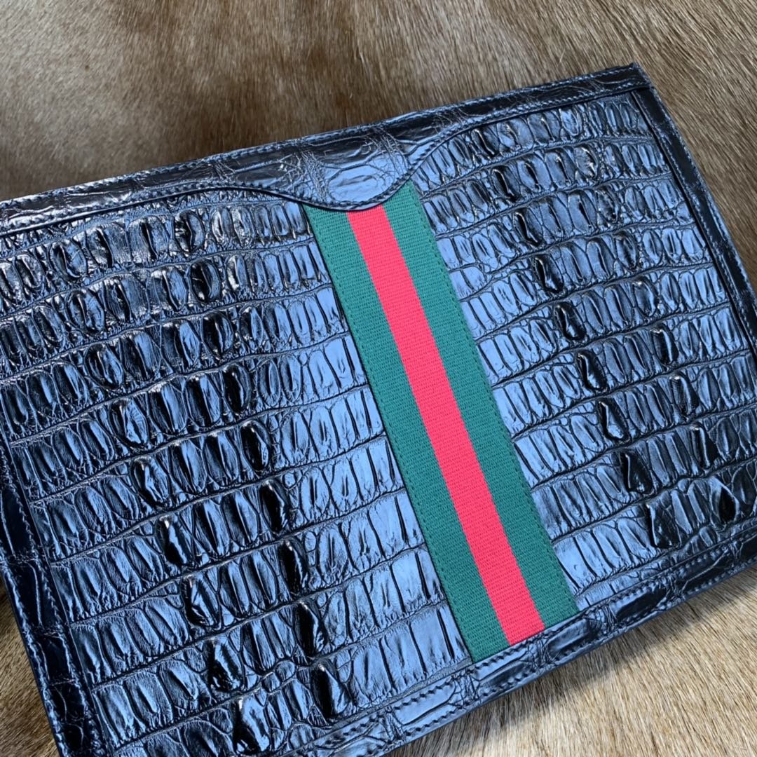 Crocodile Leather Zipper Pouch XMBAB12077 image 7