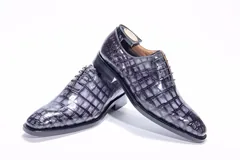 Men’s Low Top Oxford Crocodile Leather Lace Up Shoes BMBAS12012 image 4