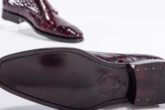 Men’s Crocodile Cap Toe Double Monk Strap Shoes BMBAS12021 image 7