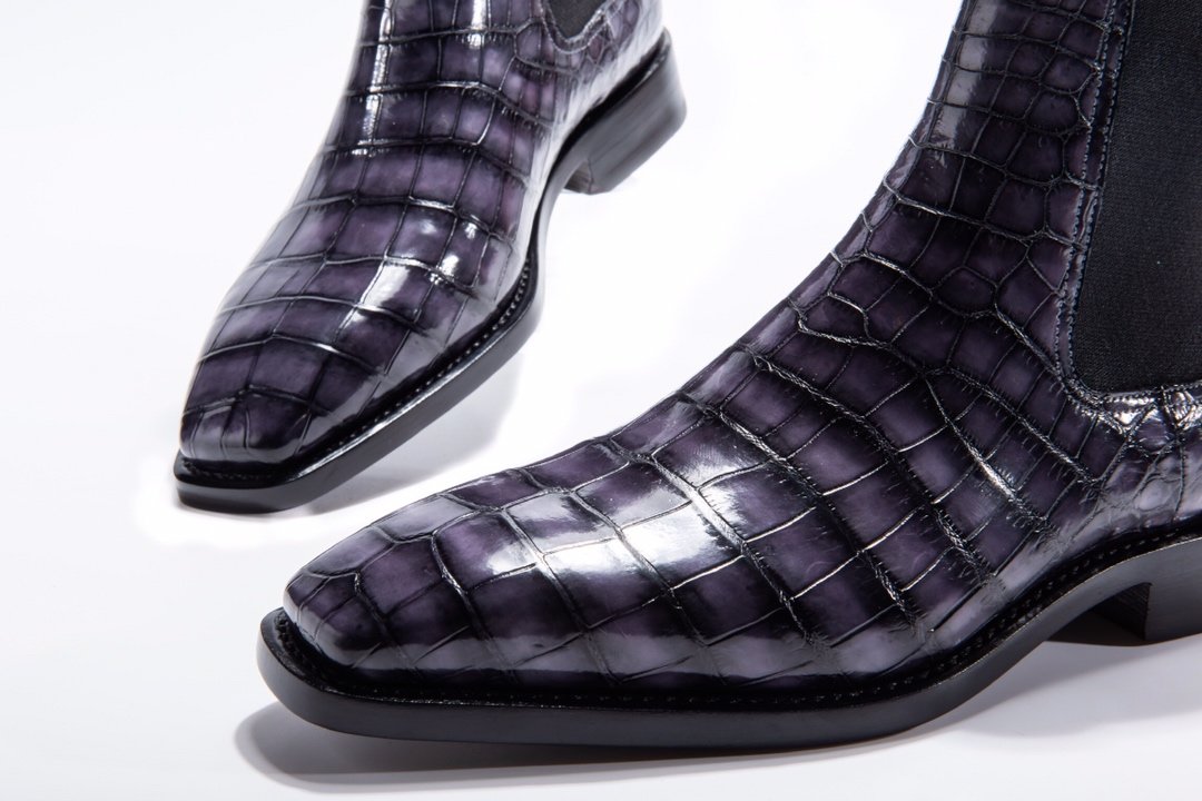 Men’s Crocodile Pointy Toe Pull On Ankle Booties BMPAS12024 image 8