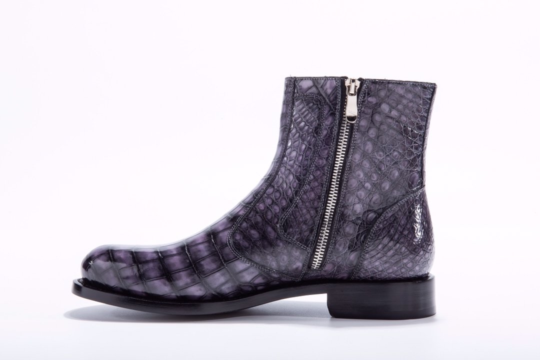 Men’s Side Zipper Crocodile Print Ankle High Top Boots BMPAS12025 image 8