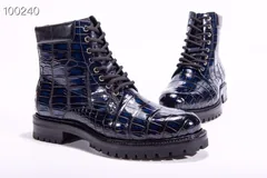 Men’s Crocodile Leather Winter Lace up Classic Boots BMBAS12027 image 8