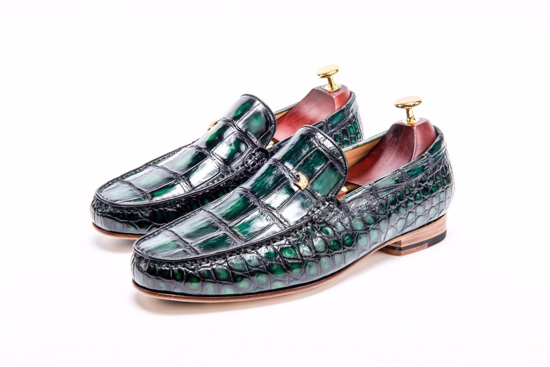 Mens Retro Crocodile Skin Print Loafers BMGAS12034 image 8