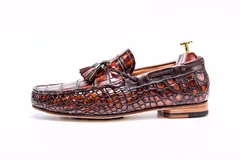 Men’s Dress Loafers Tassel Crocodile Leather Slip-on Shoes BMBAS12036 image 8