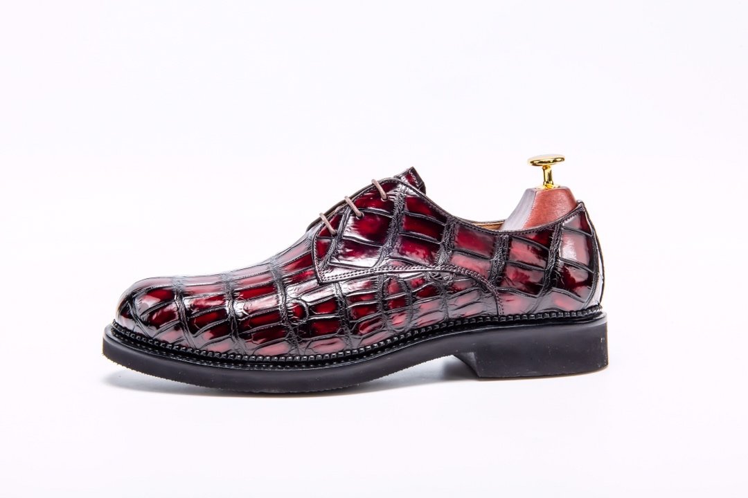 Men’s Crocodile Leather Derby Comfortable Classic Shoes BMBAS12042 image 8