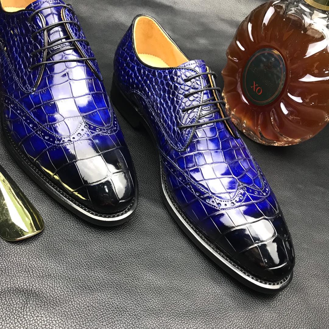 Crocodile Derby Lace Up Dress Shoes BMBAS12047 image 8