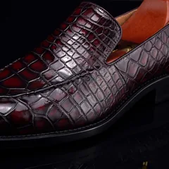 High-End Croc Leather Loafer Flat Shoes BMBAS12052 image 7
