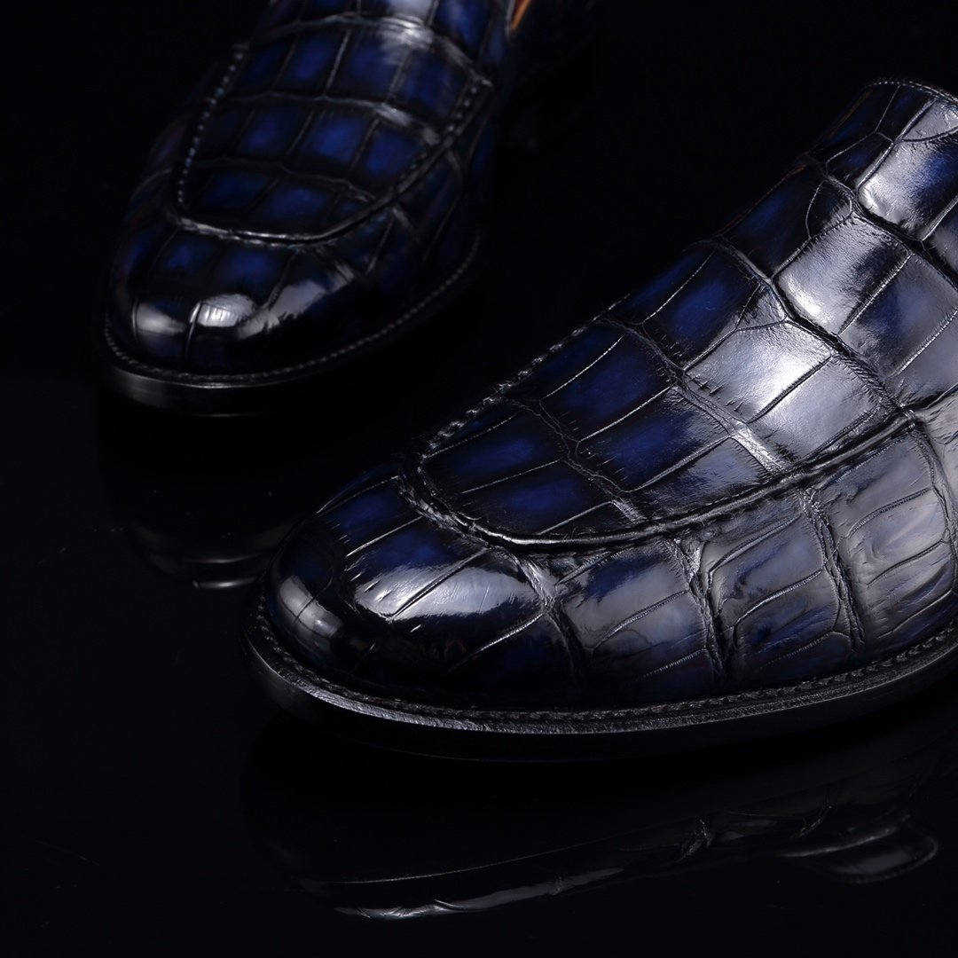 Handcrafted Croc Leather Penny Loafer BMBAS12053 image 9