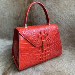 Crocodile Leather Stylish Buckle Handle Bags XFCAB12065 image 8