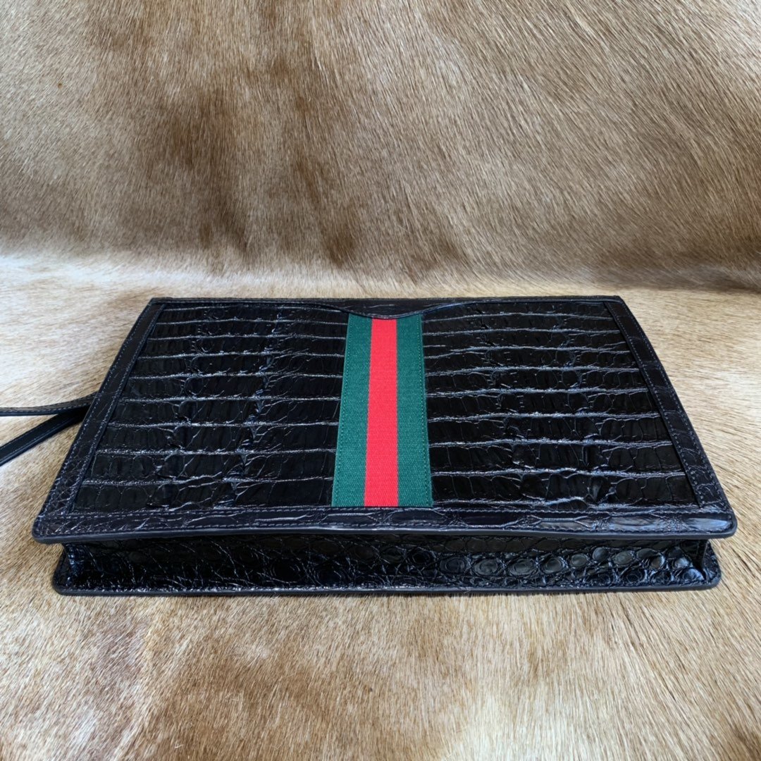 Crocodile Leather Zipper Pouch XMBAB12077 image 8