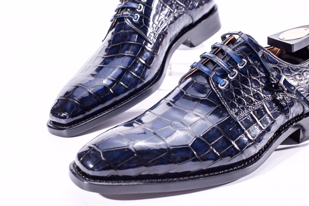 Handmade Classic Office Alligator Leather Dress Shoes BMBAS12005 image 3
