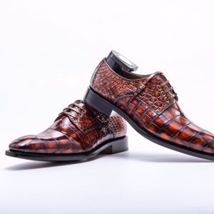 New Alligator Print Men's Business Leather Shoes
