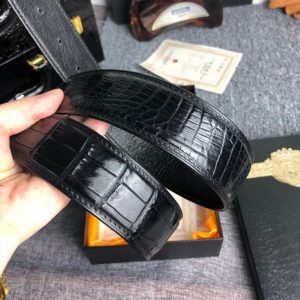Men's Perforated Crocodile Leather Belt