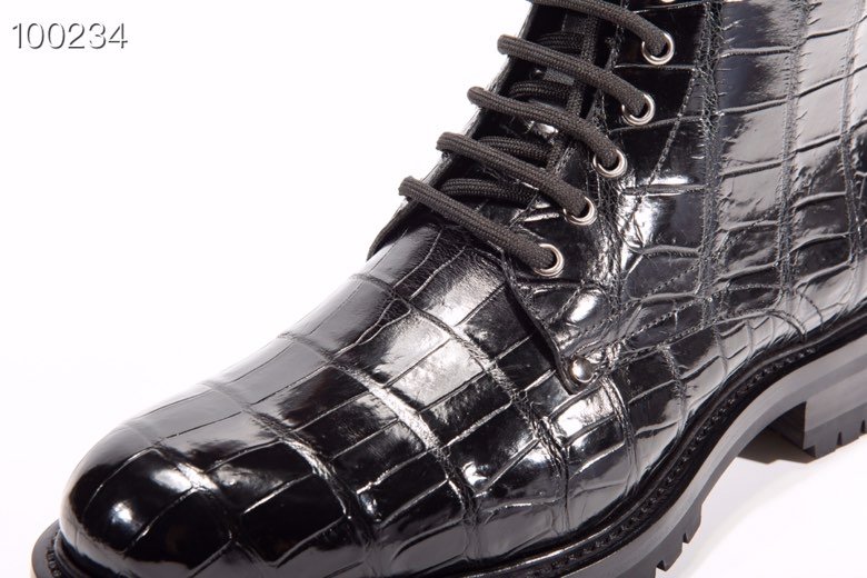 Men Fashion Crocodile Lace-up Boots BMBAS12031 image 8