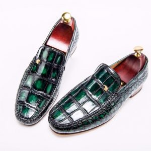 Mens Retro Crocodile Skin Print Loafers BMGAS12034