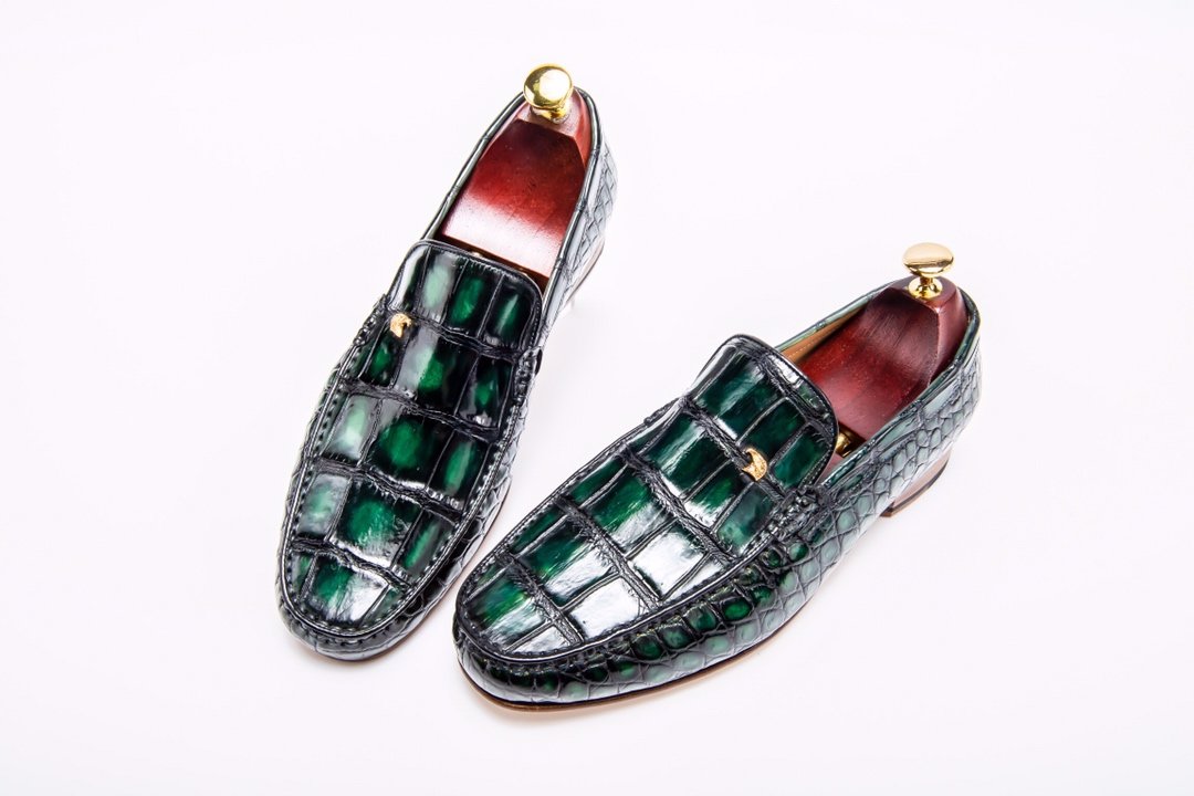 Mens Retro Crocodile Skin Print Loafers BMGAS12034 image 2