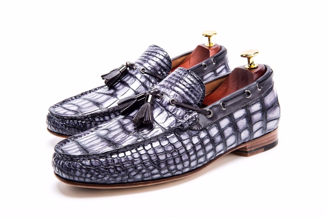 Real Crocodile Leather Tassel Loafers Crocodile Print Shoes BMGAS12035 image 8