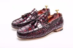 Men’s Dress Loafers Tassel Crocodile Leather Slip-on Shoes BMBAS12036 image 9
