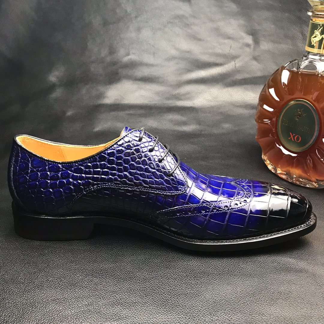 Crocodile Derby Lace Up Dress Shoes BMBAS12047 image 9