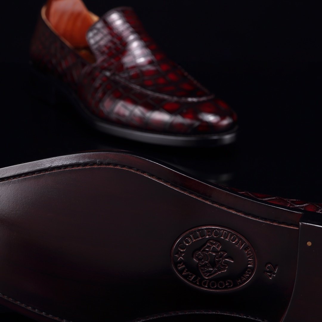 High-End Croc Leather Loafer Flat Shoes BMBAS12052 image 8