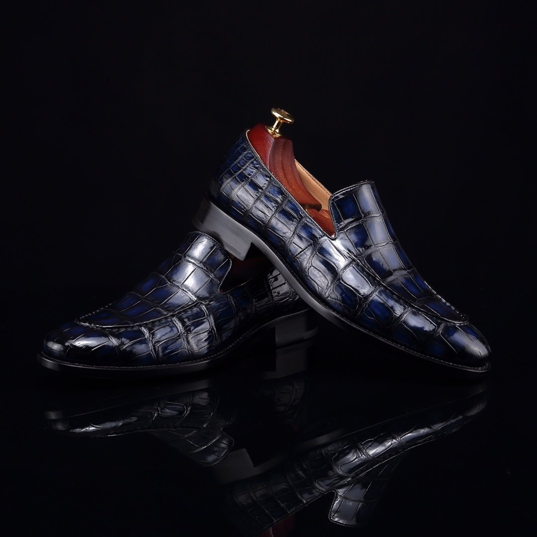 Handcrafted Croc Leather Penny Loafer BMBAS12053