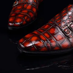 Monk Strap Shoes High-end Leather Crocodile Pattern Shoes BMBAS12054 image 9