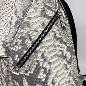 Python Leather Backpack Beige