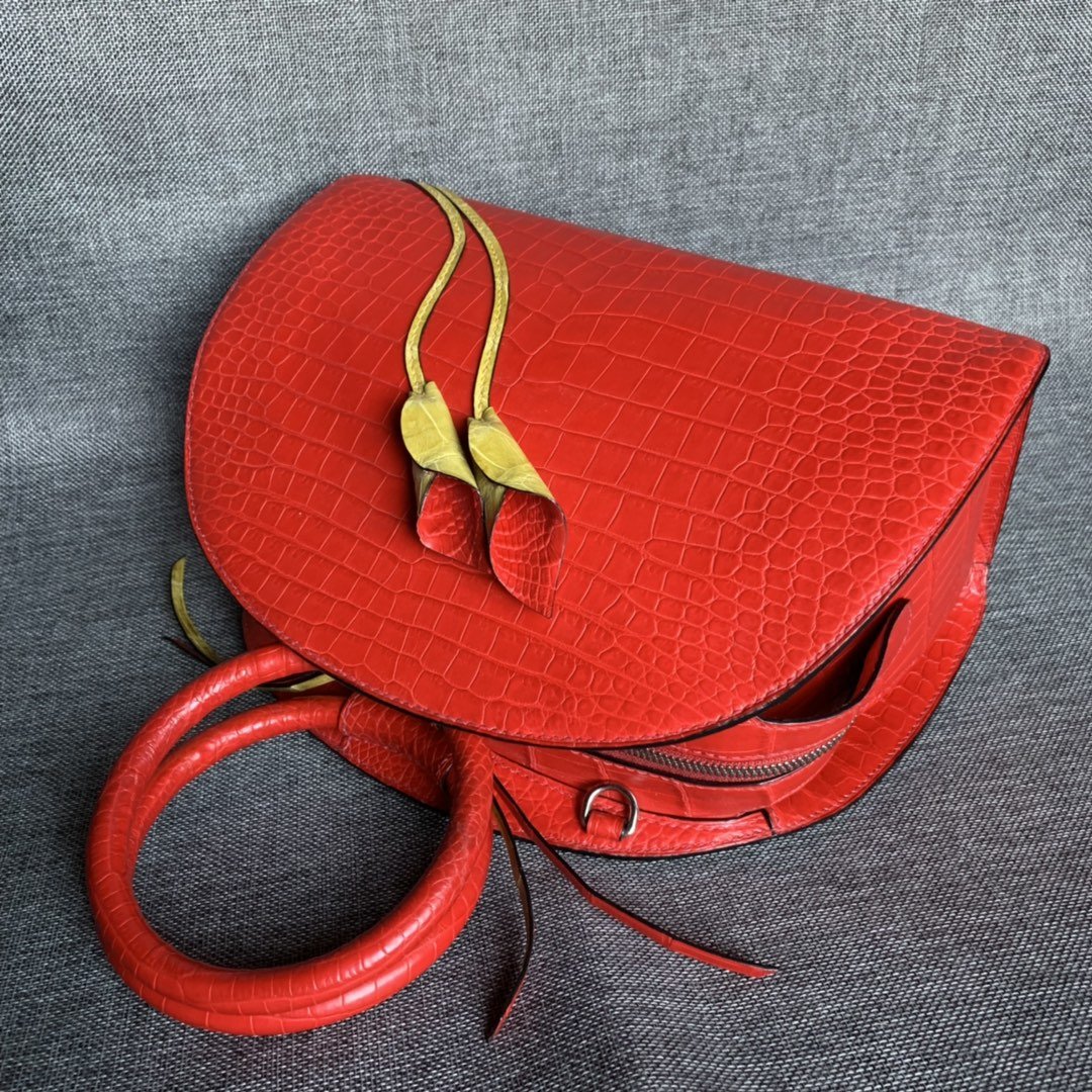 Alligator Leather Shell Clutch Bag XFRAB12049 image 8