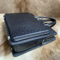 Black Ostrich Leather Bag Men Briefcase Bags XMBOB12007 image 8