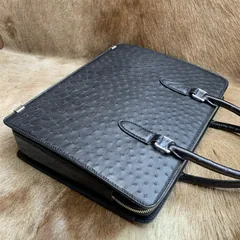 Ostrich Briefcase Bag Black Handbag XMBOB12010 image 9