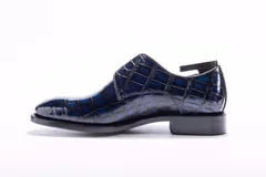 Blue Genuine Crocodile Derby Shoes BMBAS12019 image 9