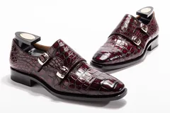 Men’s Crocodile Cap Toe Double Monk Strap Shoes BMBAS12021 image 8