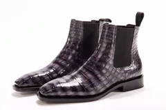Men’s Crocodile Pointy Toe Pull On Ankle Booties BMPAS12024 image 9
