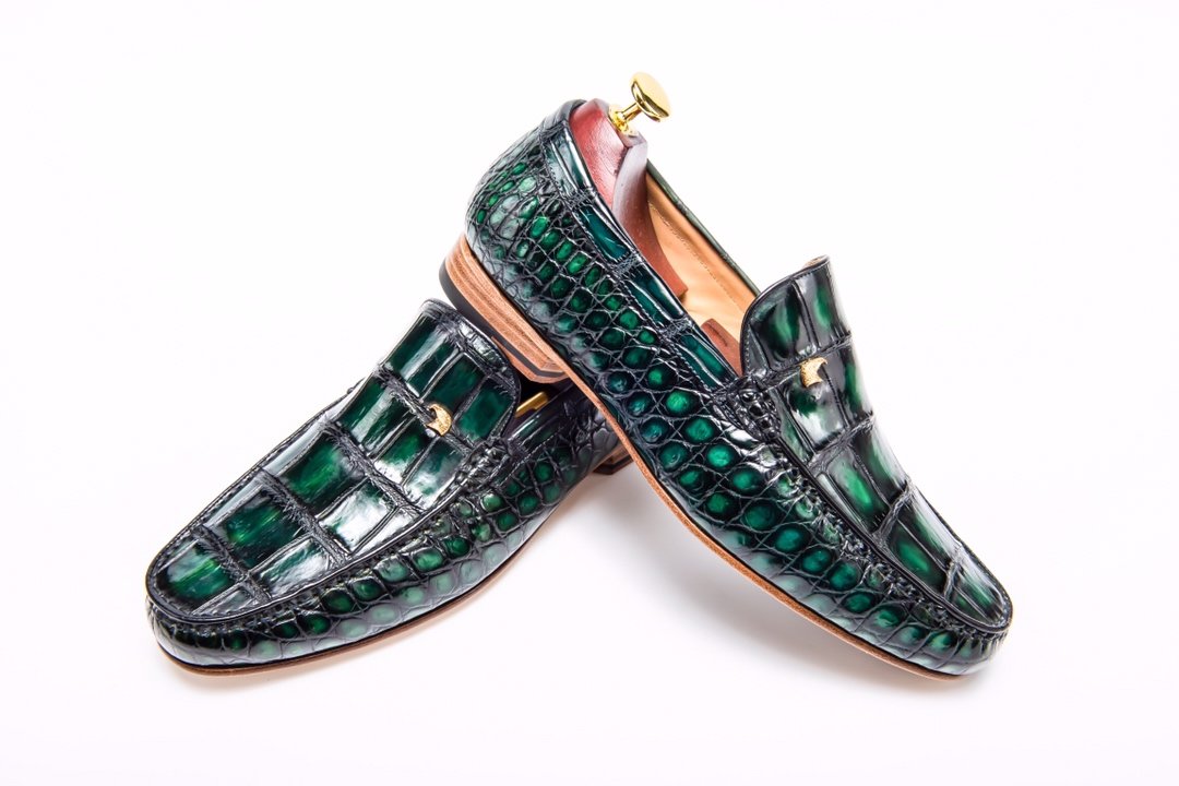 Mens Retro Crocodile Skin Print Loafers BMGAS12034 image 3