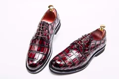 Men’s Crocodile Leather Derby Comfortable Classic Shoes BMBAS12042 image 2
