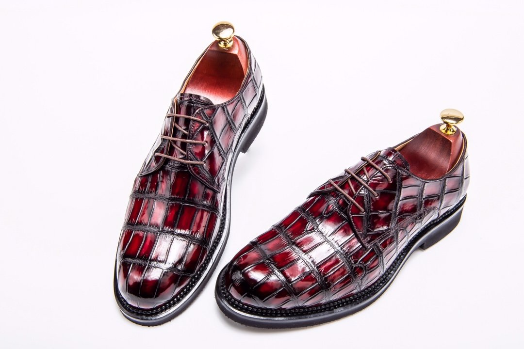 Men’s Crocodile Leather Derby Comfortable Classic Shoes BMBAS12042 image 2