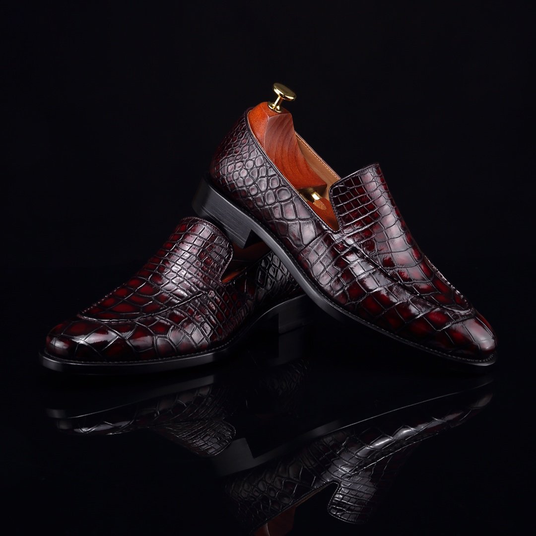 High-End Croc Leather Loafer Flat Shoes BMBAS12052 image 9