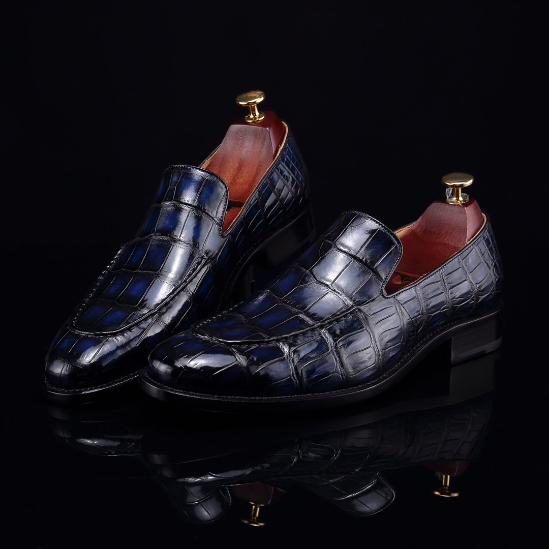 Handcrafted Croc Leather Penny Loafer BMBAS12053 image 3