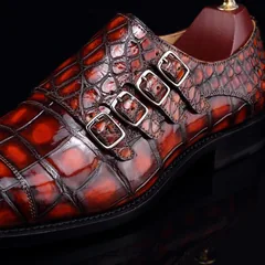 Monk Strap Shoes High-end Leather Crocodile Pattern Shoes BMBAS12054 image 2