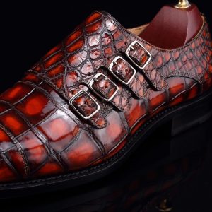 Monk Strap Shoes High-end Leather Crocodile Pattern Shoes BMBAS12054