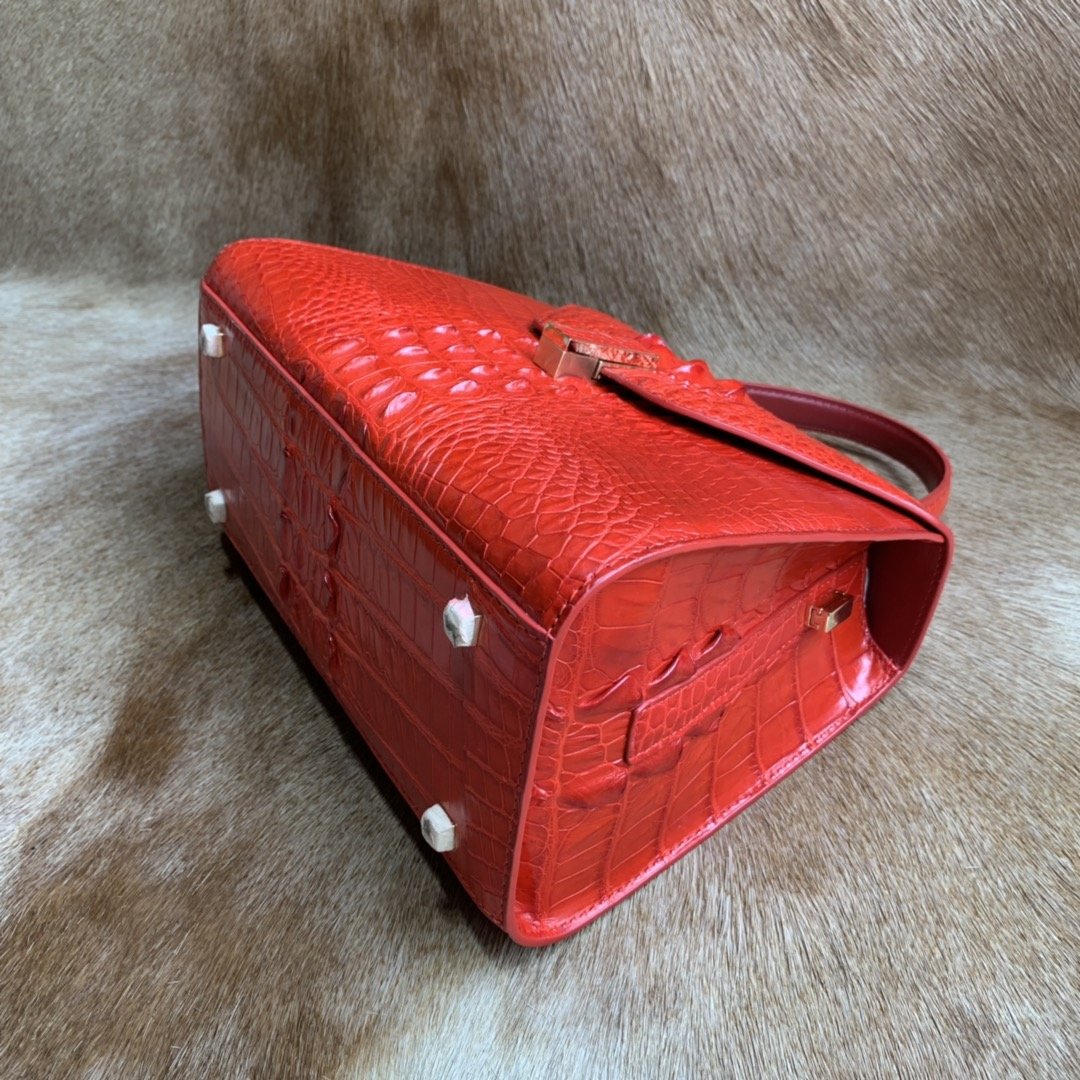 Crocodile Leather Stylish Buckle Handle Bags XFCAB12065 image 2