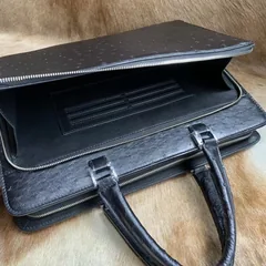 Black Ostrich Leather Bag Men Briefcase Bags XMBOB12007 image 2