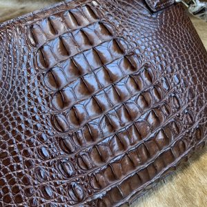 Zipper Document Case Crocodile Clutch Bag