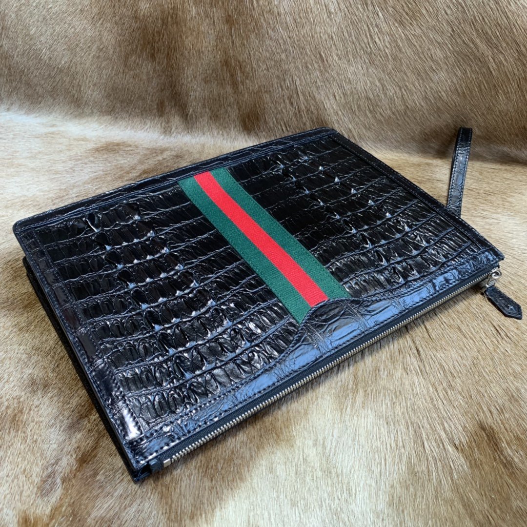 Crocodile Leather Zipper Pouch XMBAB12077 image 2